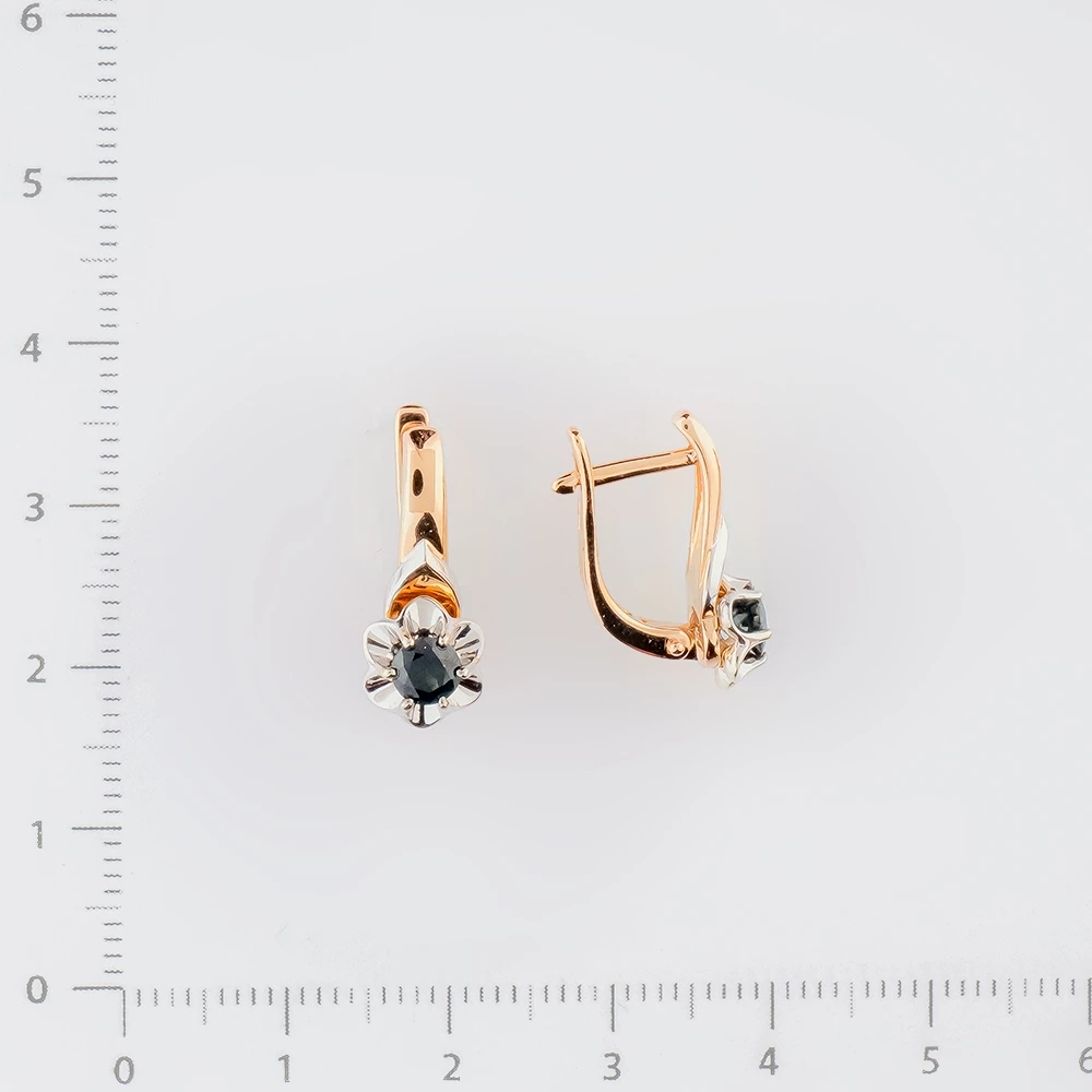 Серьги с сапфиром из красного золота 585 пробы