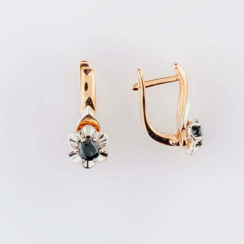 Серьги с сапфиром из красного золота 585 пробы
