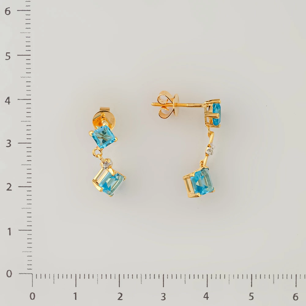 Серьги с топазом из желтого золота 585 пробы