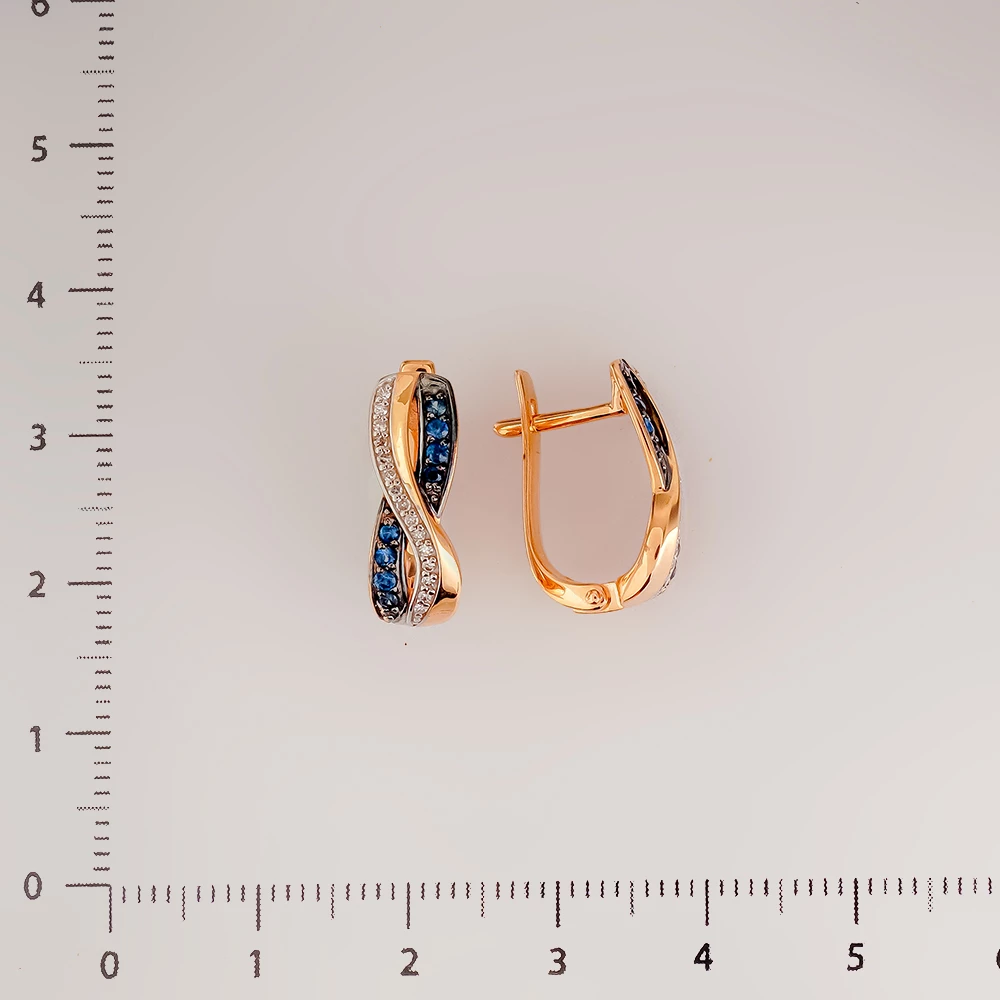 Серьги с сапфиром из красного золота 585 пробы