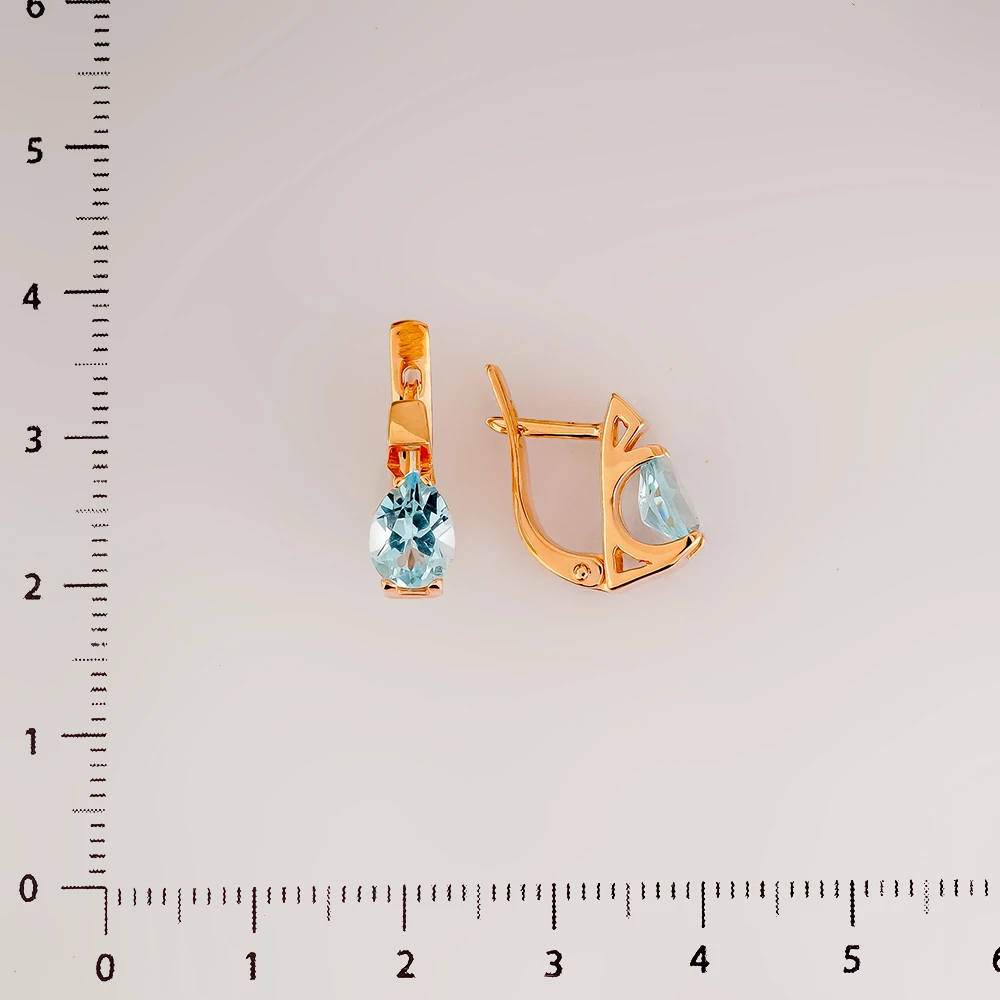 Серьги с топазом из красного золота 585 пробы