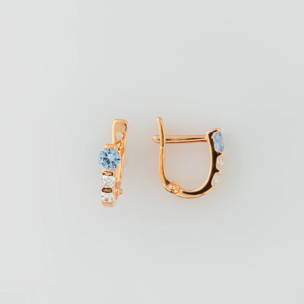 Серьги с топазом из красного золота 585 пробы