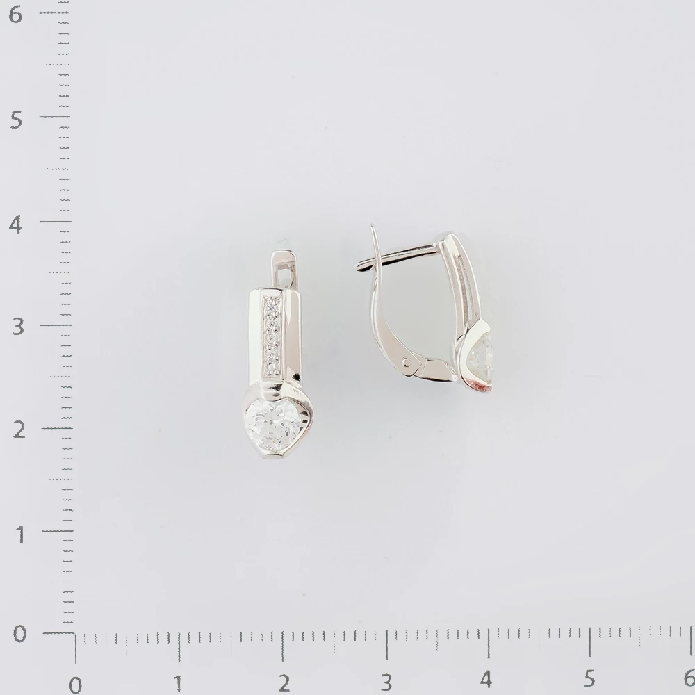 Серьги с фианитом из белого золота 585 пробы