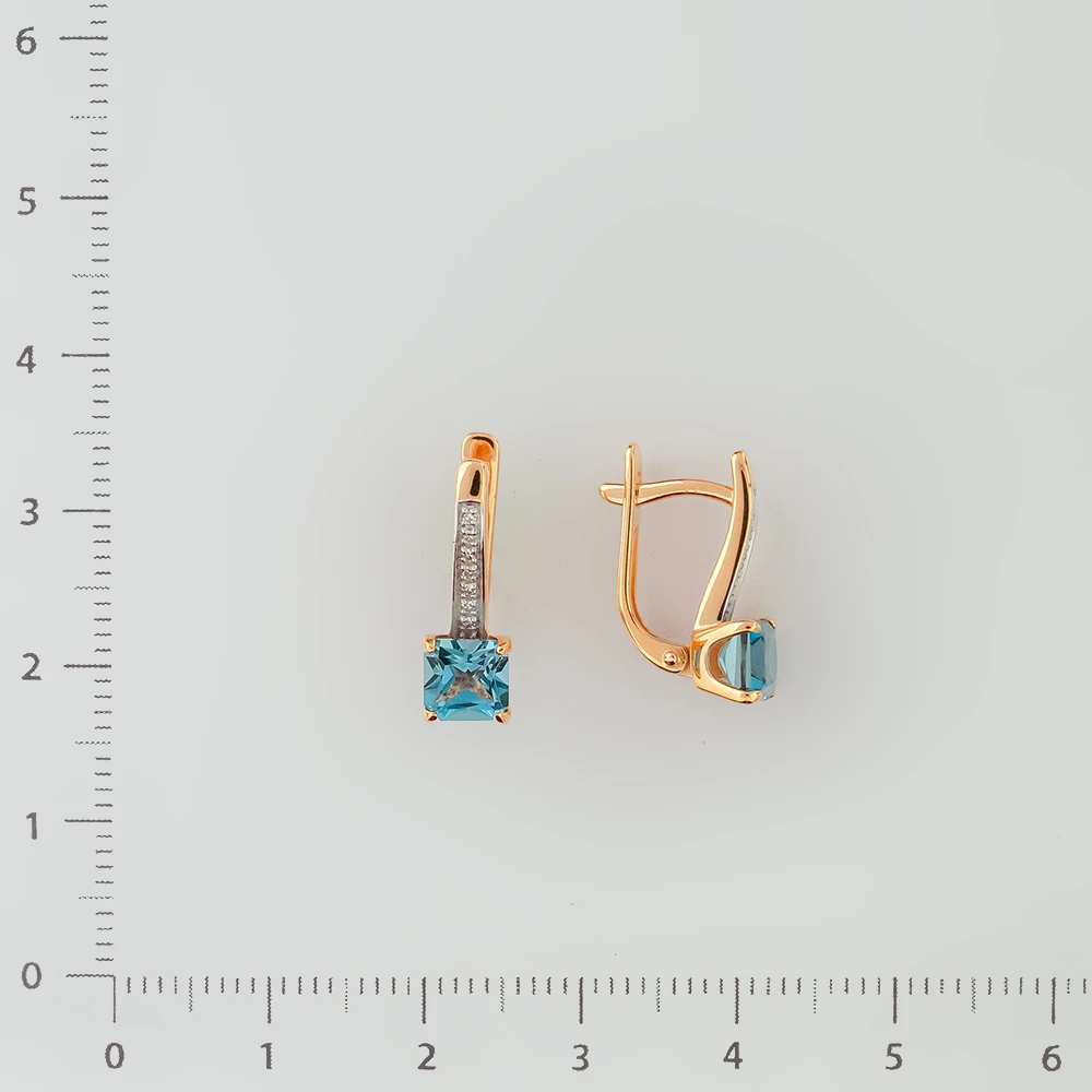 Серьги с топазом из красного золота 585 пробы