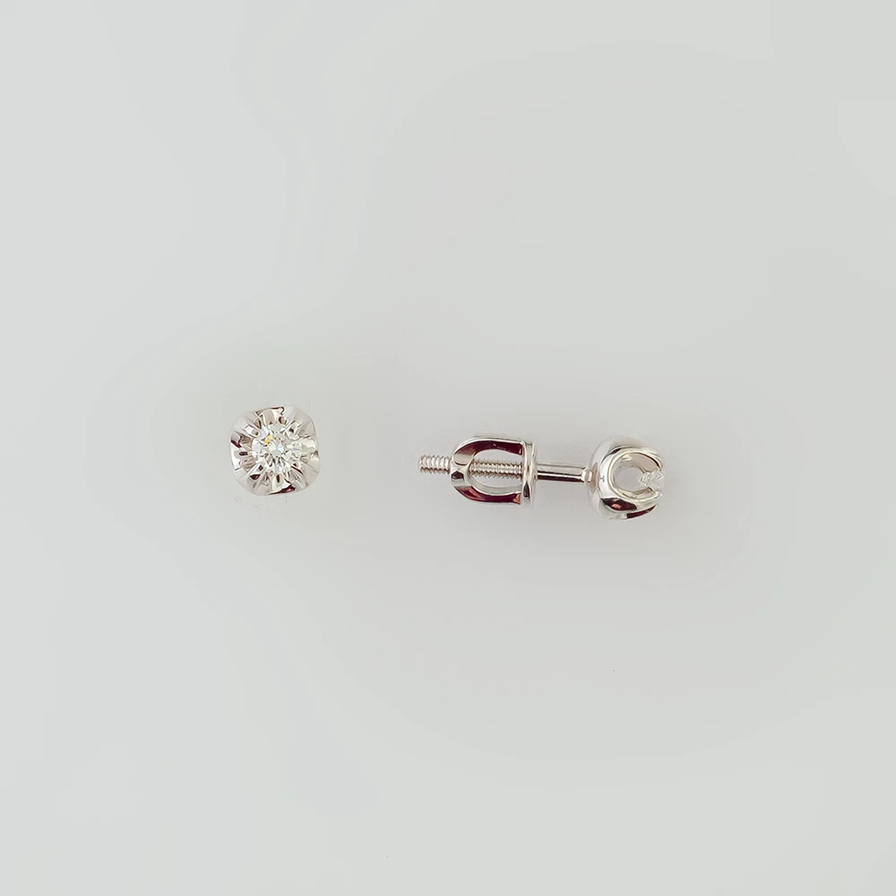 Серьги с бриллиантом из белого золота 585 пробы