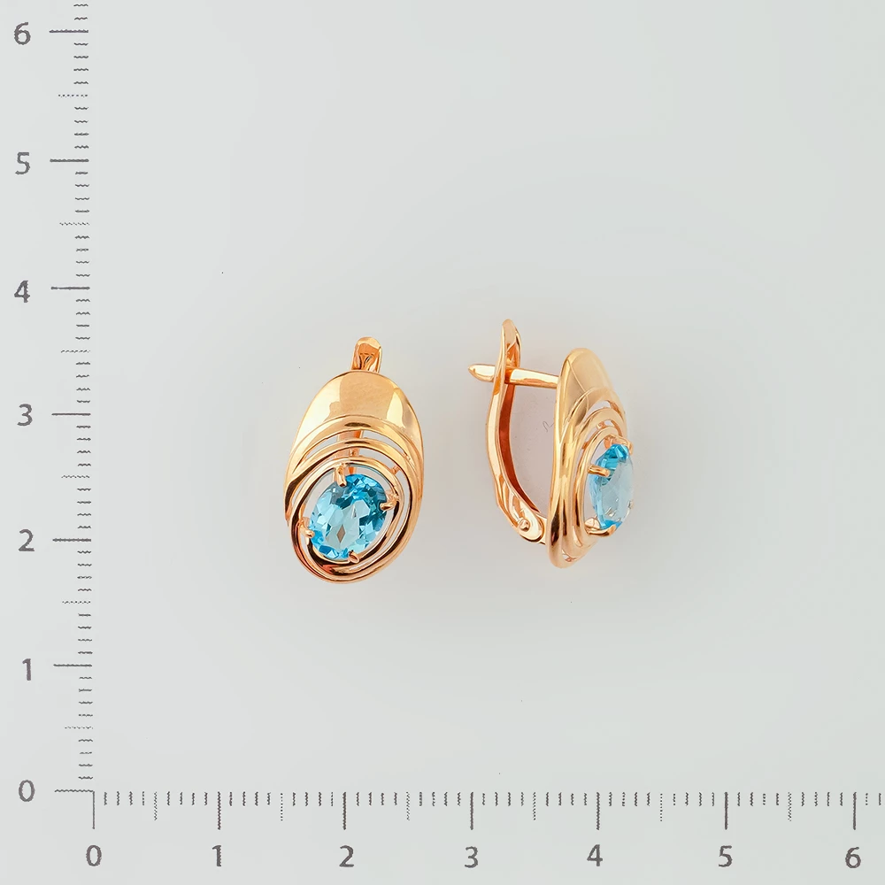 Серьги с топазом из красного золота 585 пробы