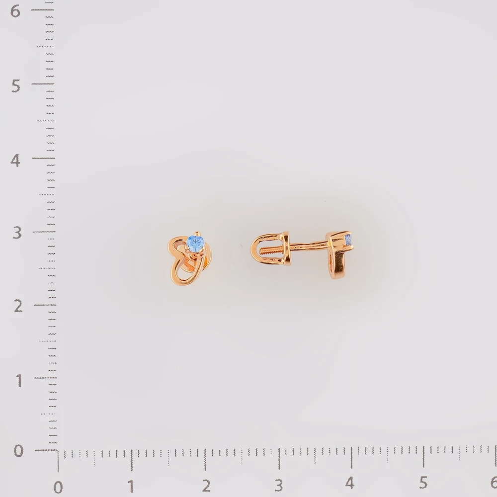 Серьги с фианитом из красного золота 585 пробы