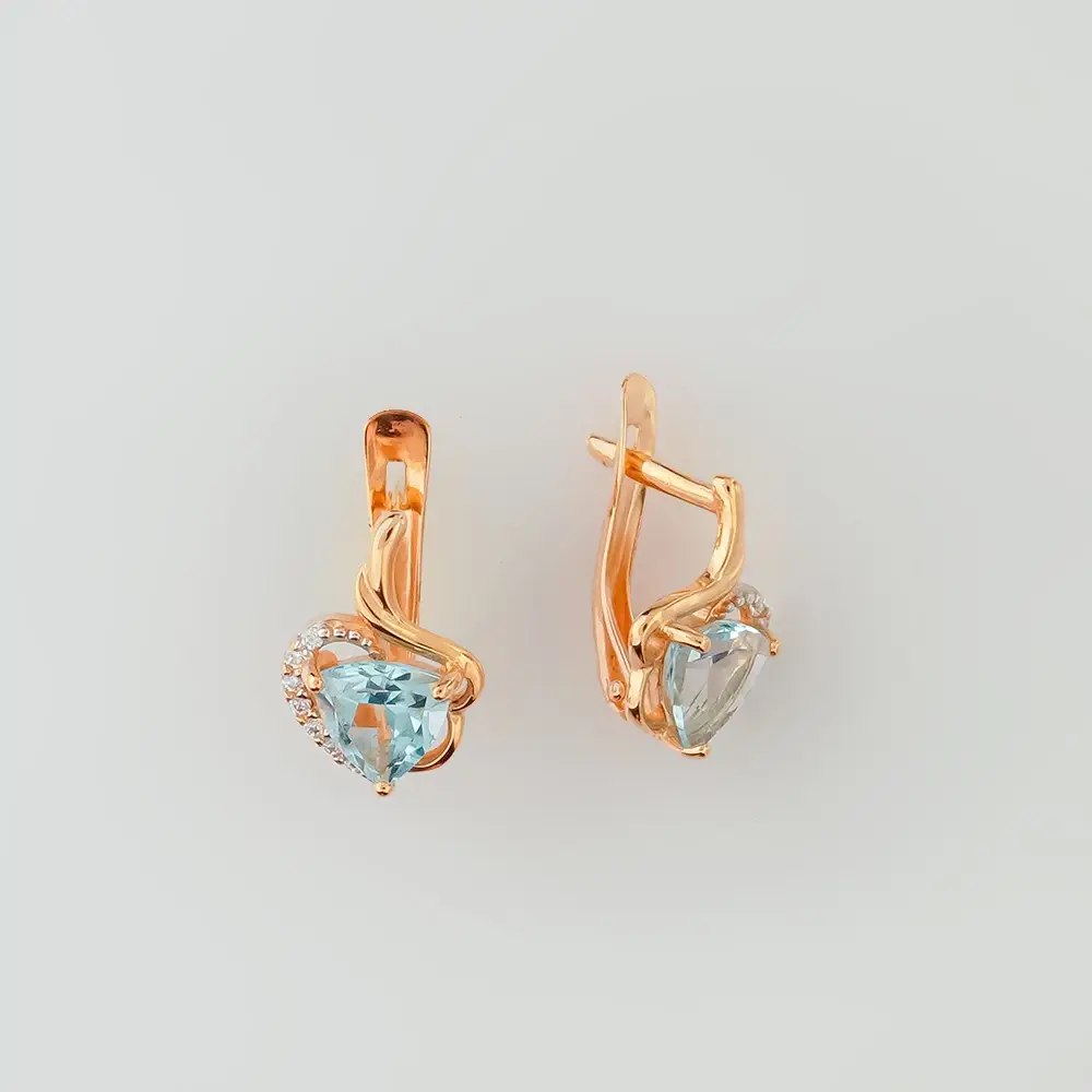 Серьги с топазом из красного золота 585 пробы