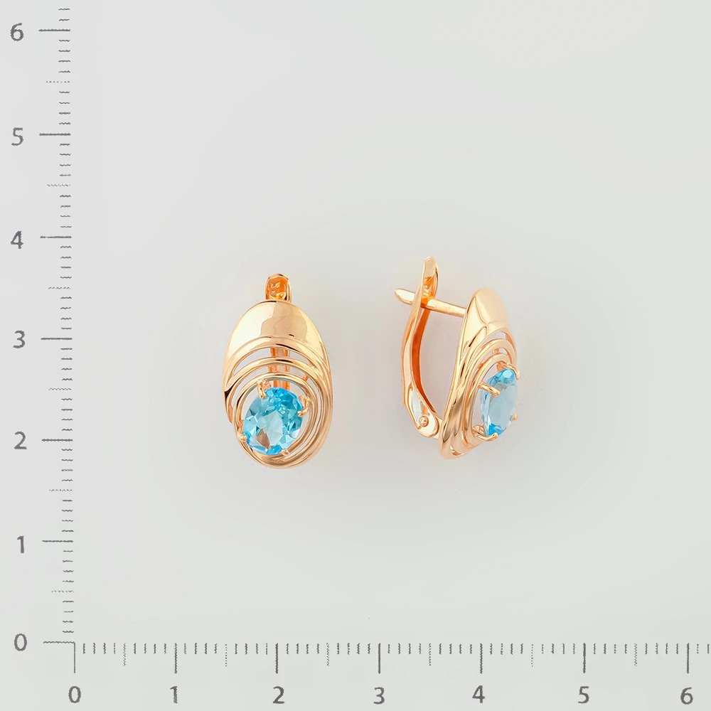 Серьги с топазом из красного золота 585 пробы