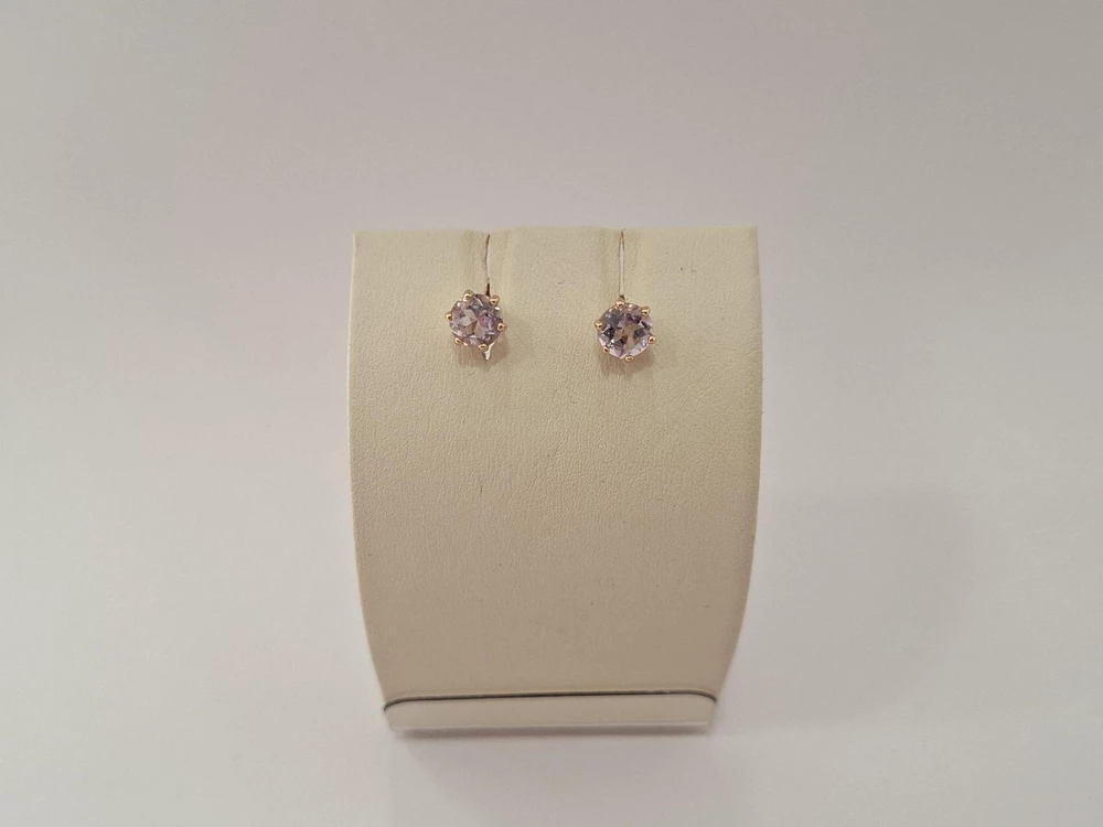 Серьги с аметистом из красного золота 585 пробы