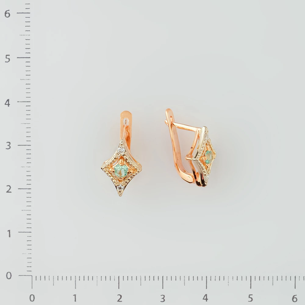 Серьги с изумрудом из красного золота 585 пробы