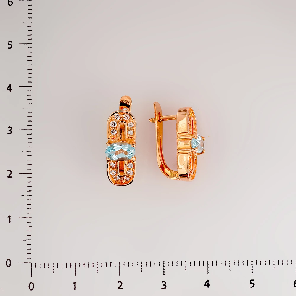 Серьги с топазом из красного золота 585 пробы