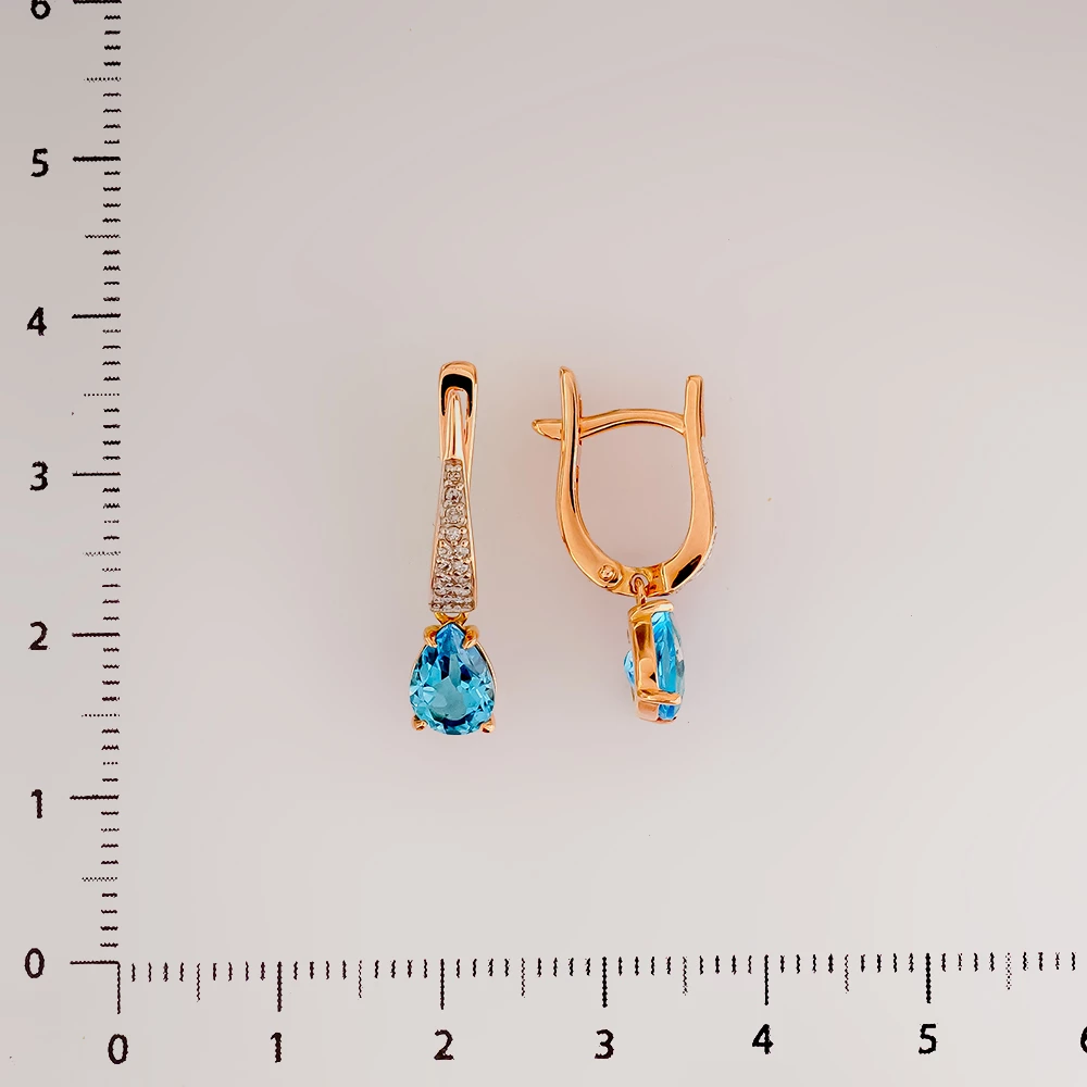 Серьги с топазом из красного золота 585 пробы