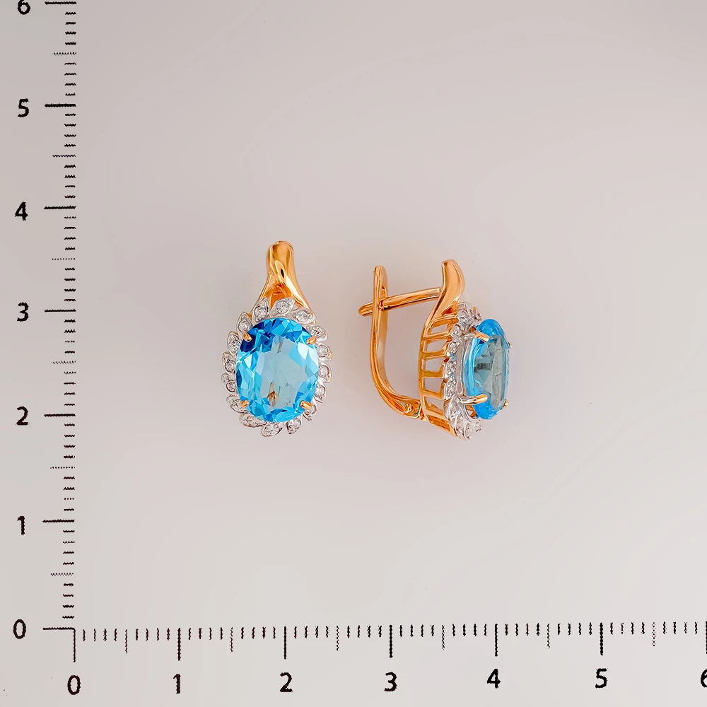 Серьги с топазом из красного золота 585 пробы