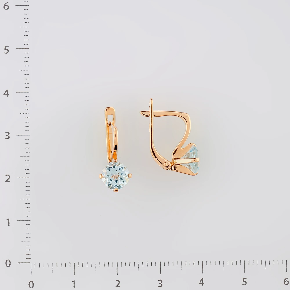 Серьги с топазом из красного золота 585 пробы