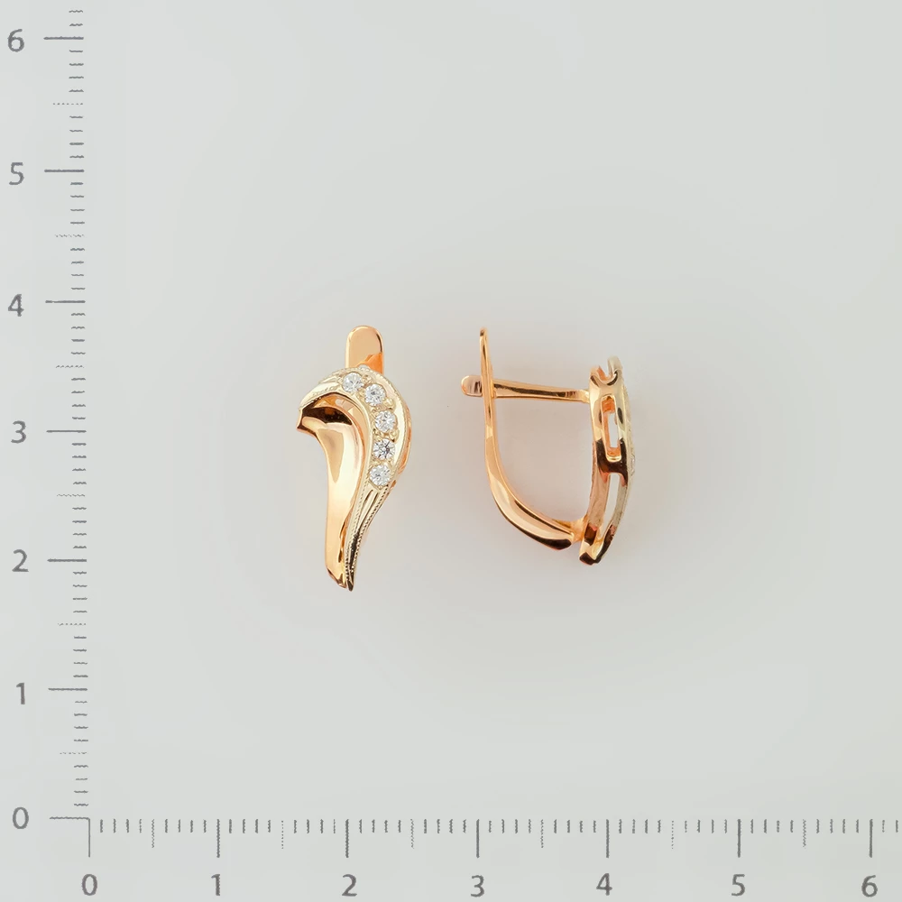 Серьги с фианитом из красного золота 585 пробы