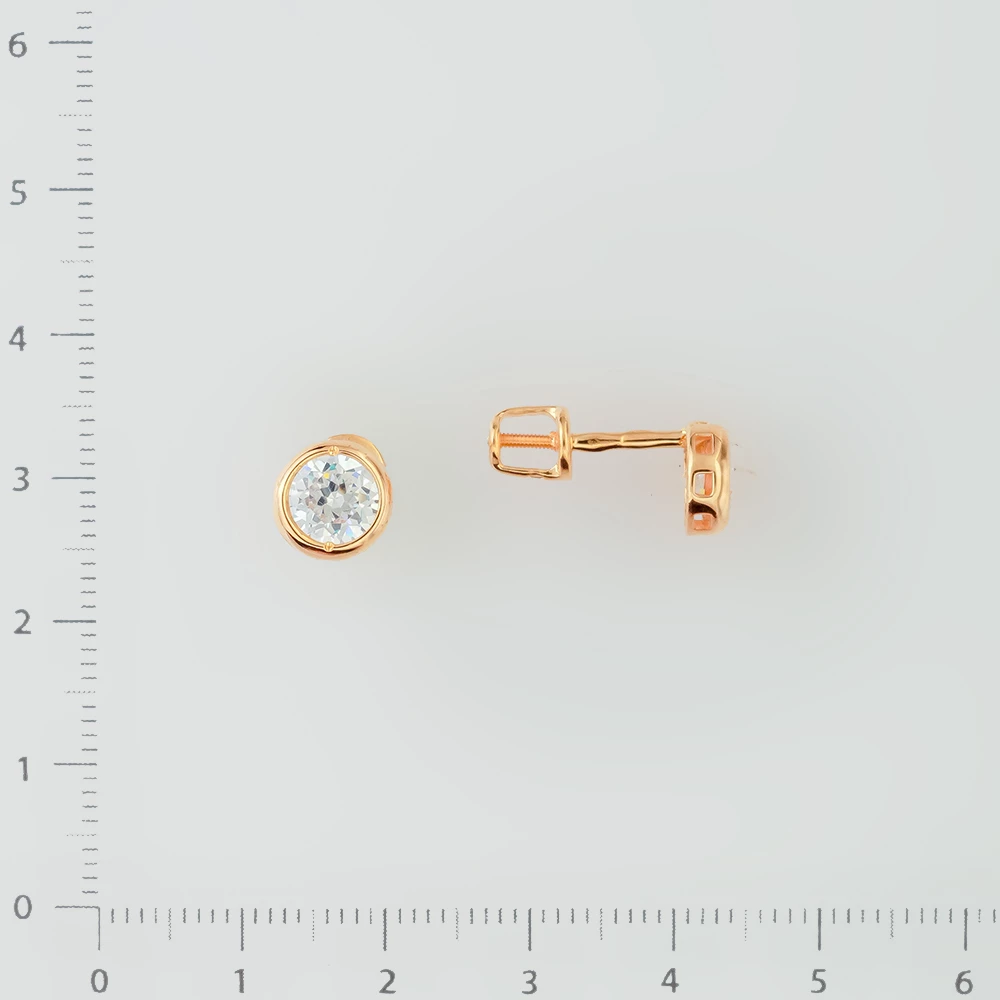 Серьги с фианитом из красного золота 585 пробы