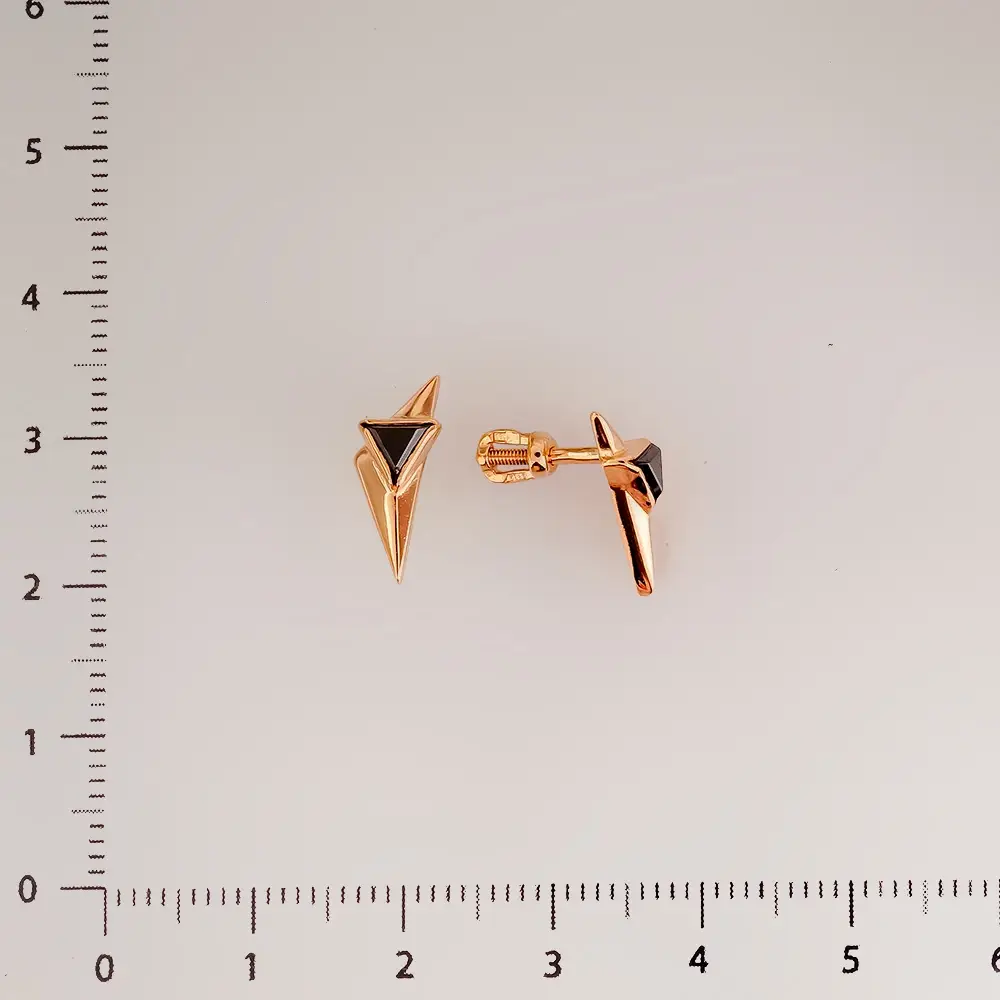 Серьги с ониксом из красного золота 585 пробы 2