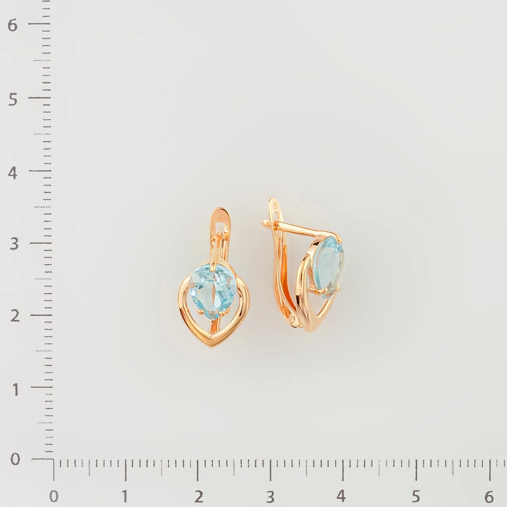 Серьги с топазом из красного золота 585 пробы