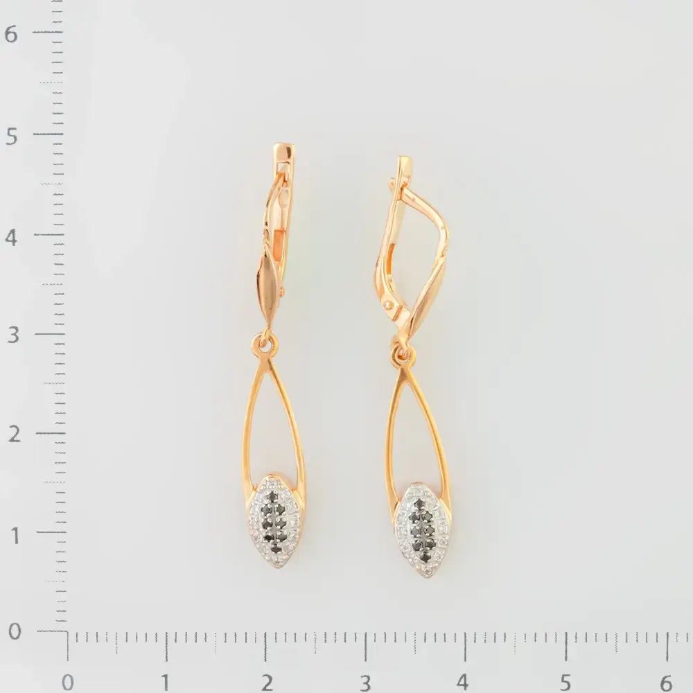 Серьги с фианитом из красного золота 585 пробы