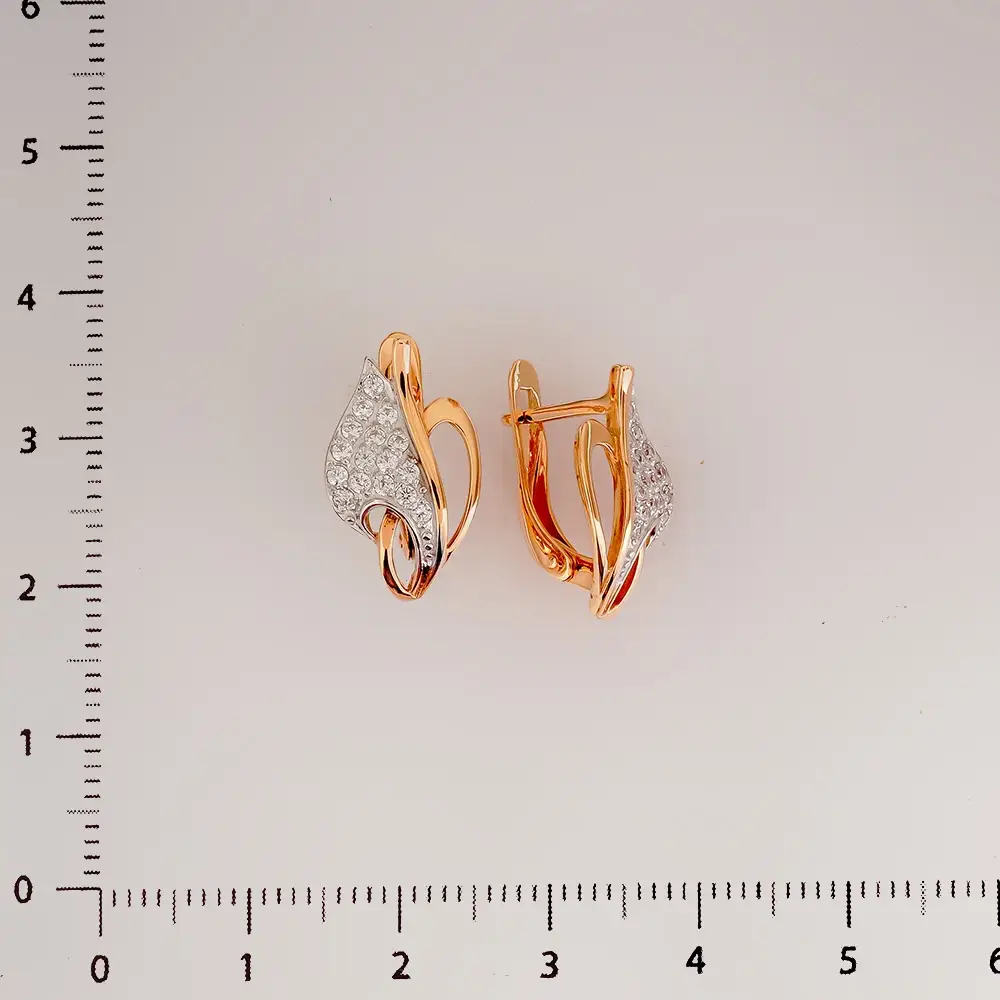 Серьги с фианитом из красного золота 375 пробы