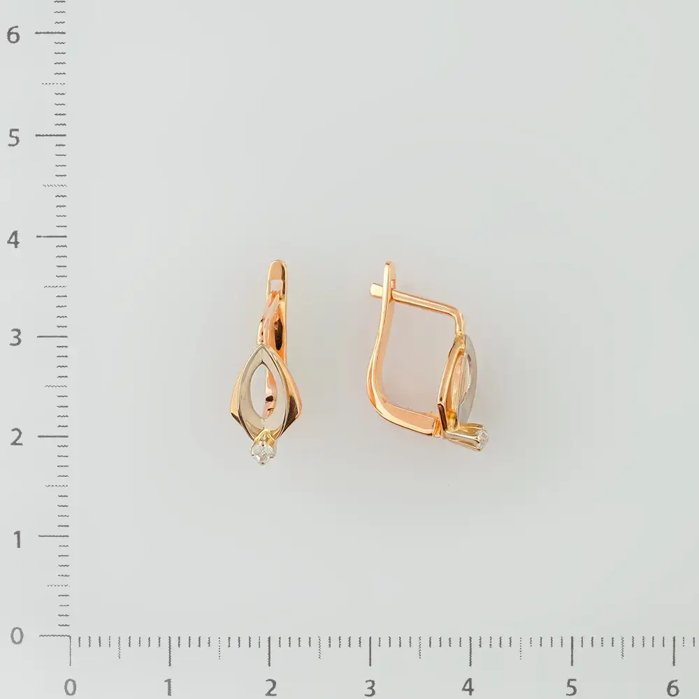 Серьги с фианитом из красного золота 583 пробы