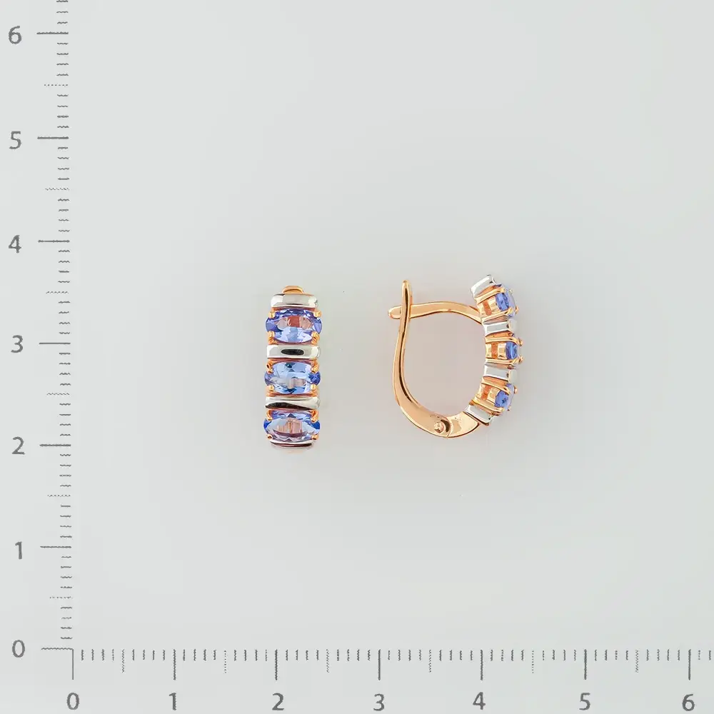 Серьги с фианитом из красного золота 585 пробы