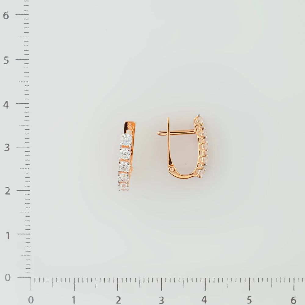 Серьги с фианитом из красного золота 585 пробы