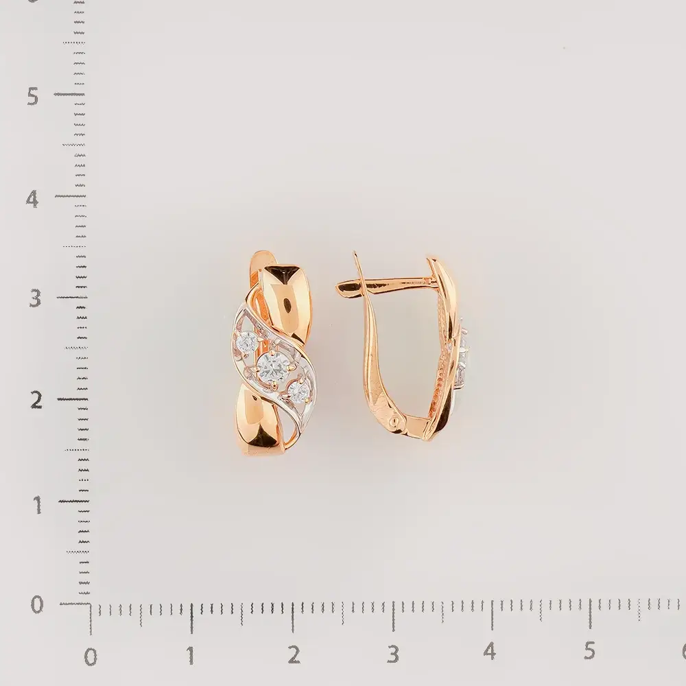 Серьги с фианитом из красного золота 375 пробы