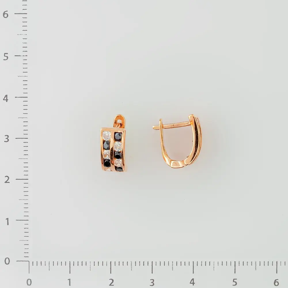 Серьги с фианитом из красного золота 585 пробы