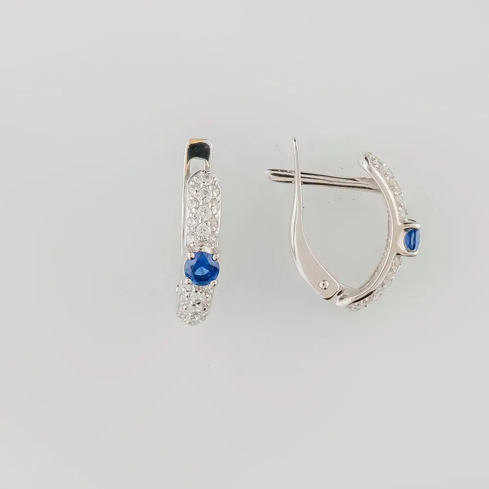 Серьги с фианитом из белого золота 585 пробы 1