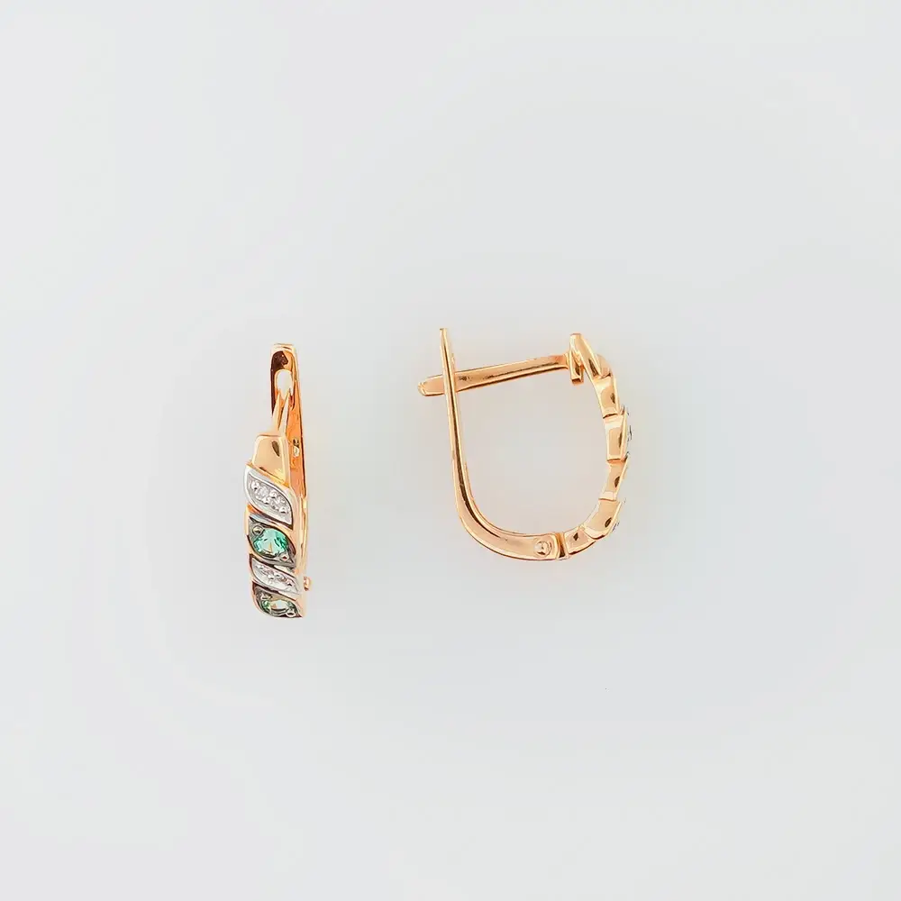 Серьги с изумрудом из красного золота 585 пробы
