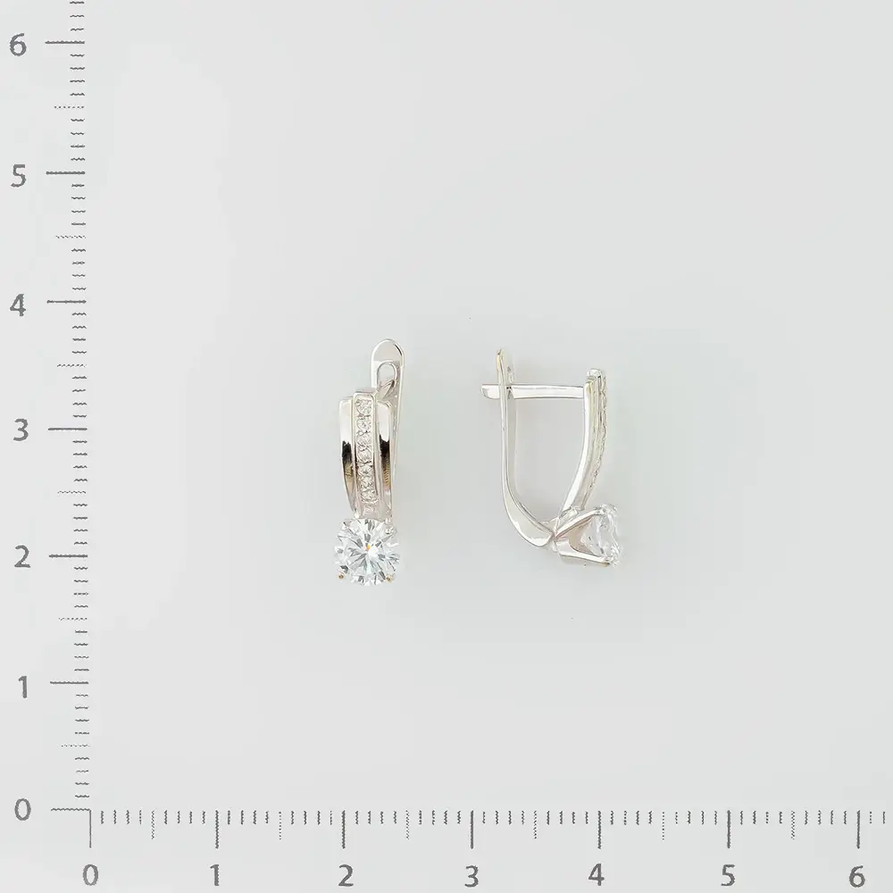 Серьги с фианитом из белого золота 585 пробы 2