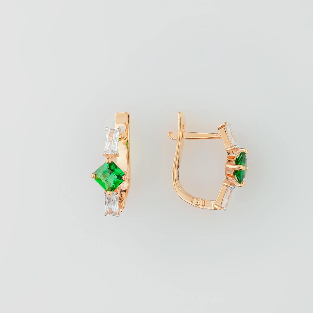 Серьги с ситаллом из красного золота 585 пробы