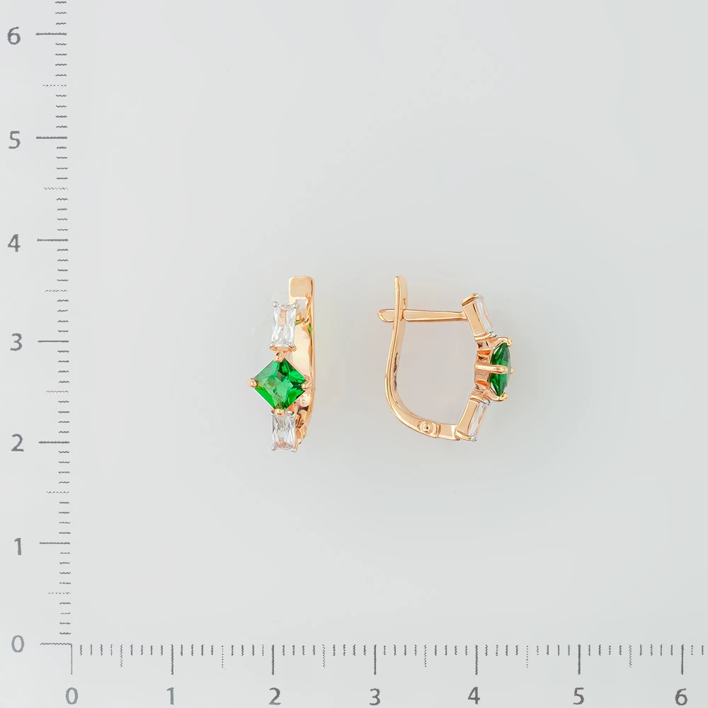 Серьги с ситаллом из красного золота 585 пробы