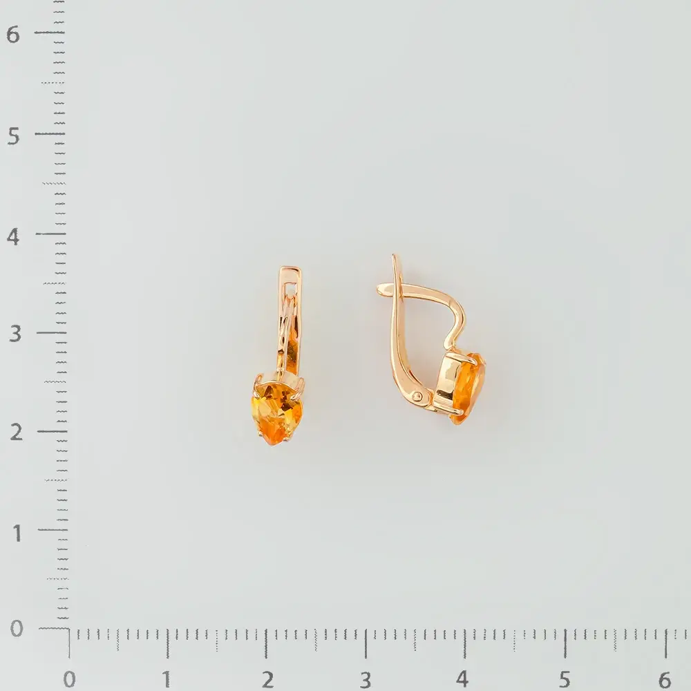 Серьги с цитрином из красного золота 585 пробы 2