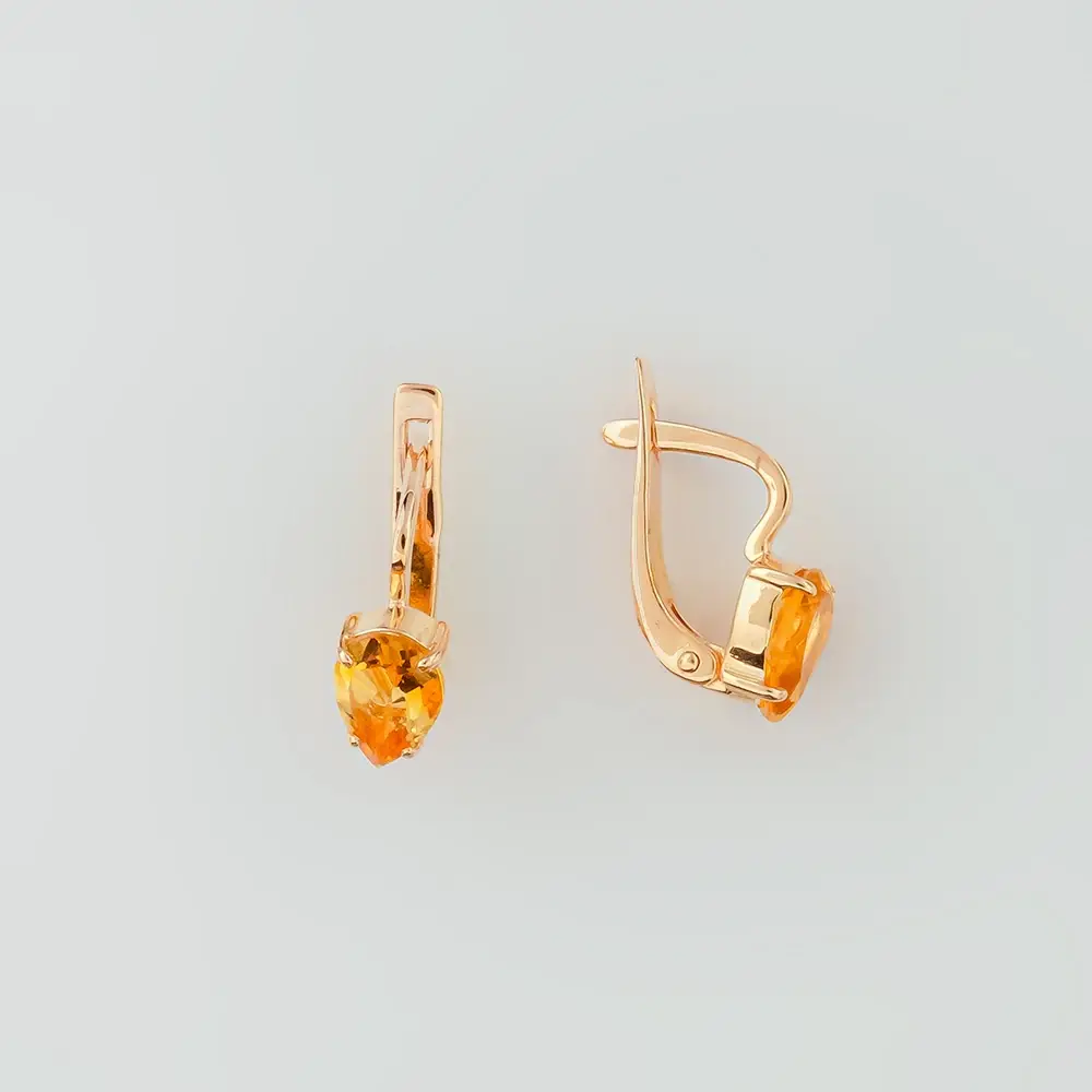 Серьги с цитрином из красного золота 585 пробы 1