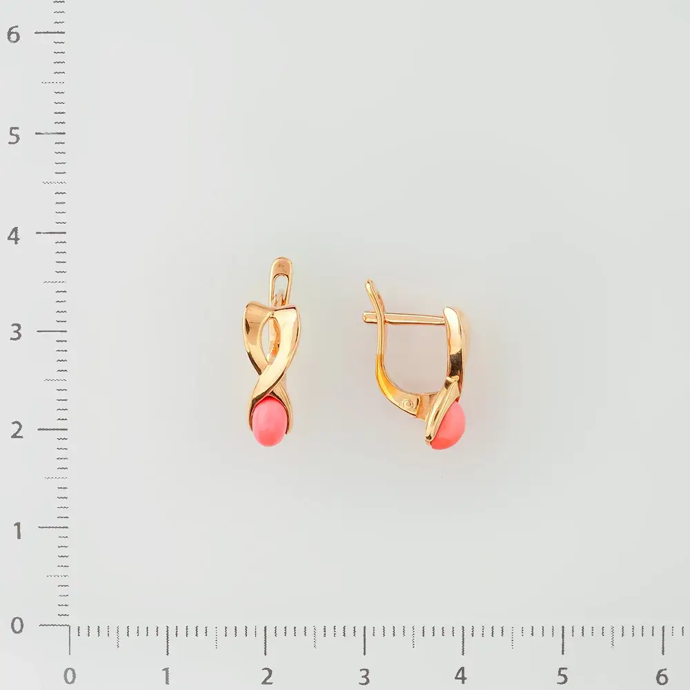 Серьги с кораллом из красного золота 585 пробы 2