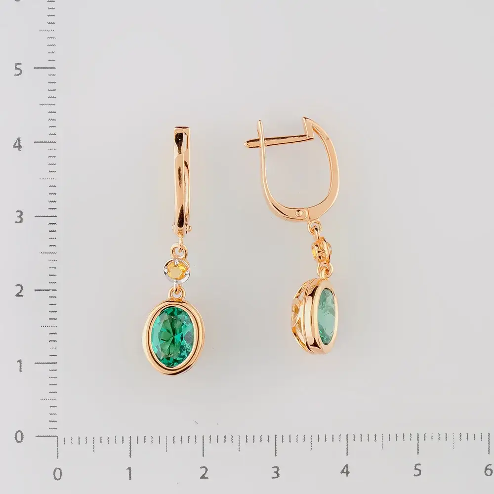 Серьги с цитрином из красного золота 585 пробы 2