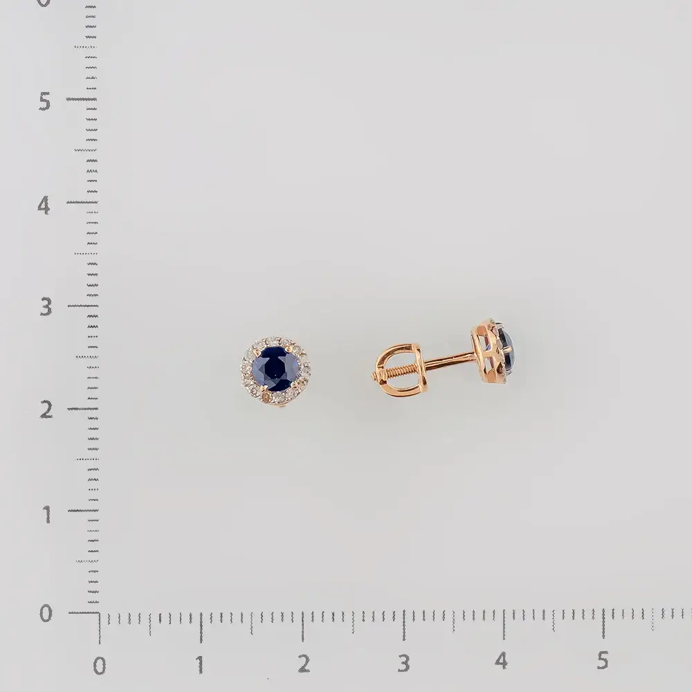 Серьги с сапфиром синтетическим из красного золота 375 пробы