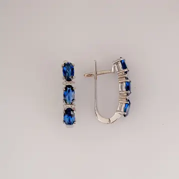 Серьги с бриллиантом из белого золота 585 пробы