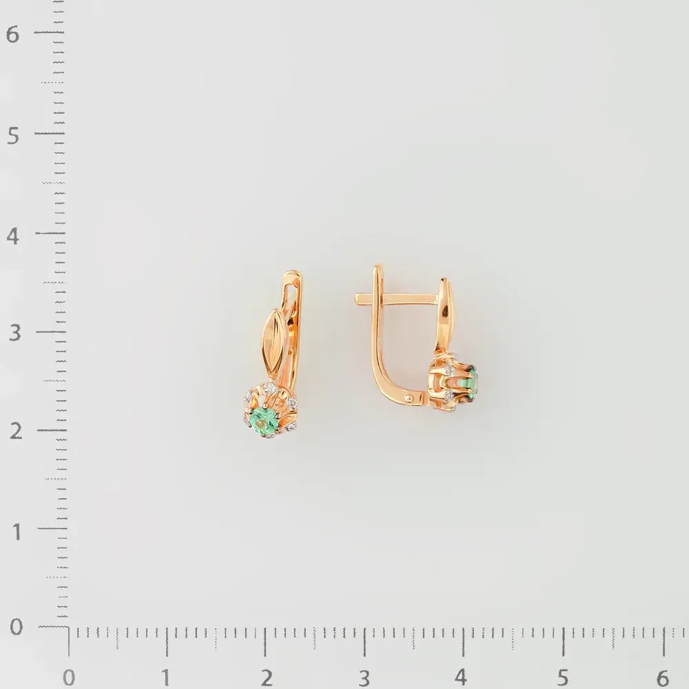 Серьги с изумрудом из красного золота 585 пробы
