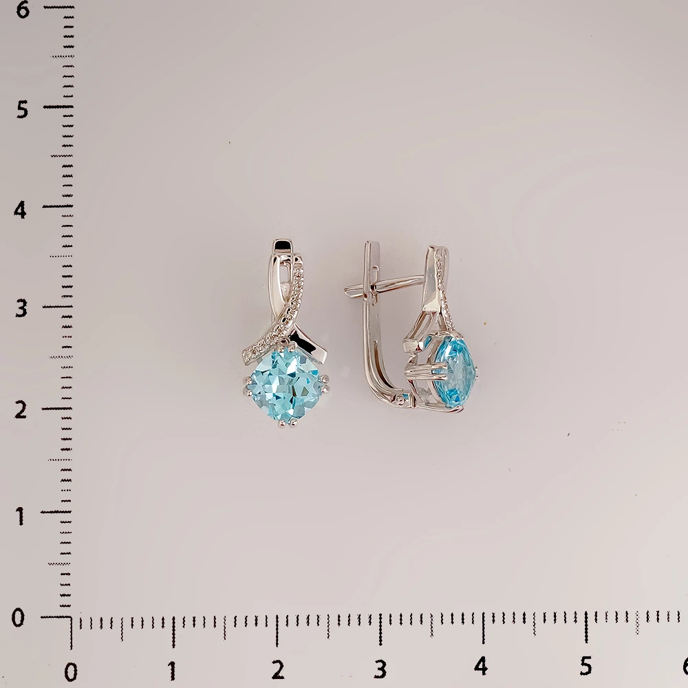 Серьги с топазом из белого золота 585 пробы