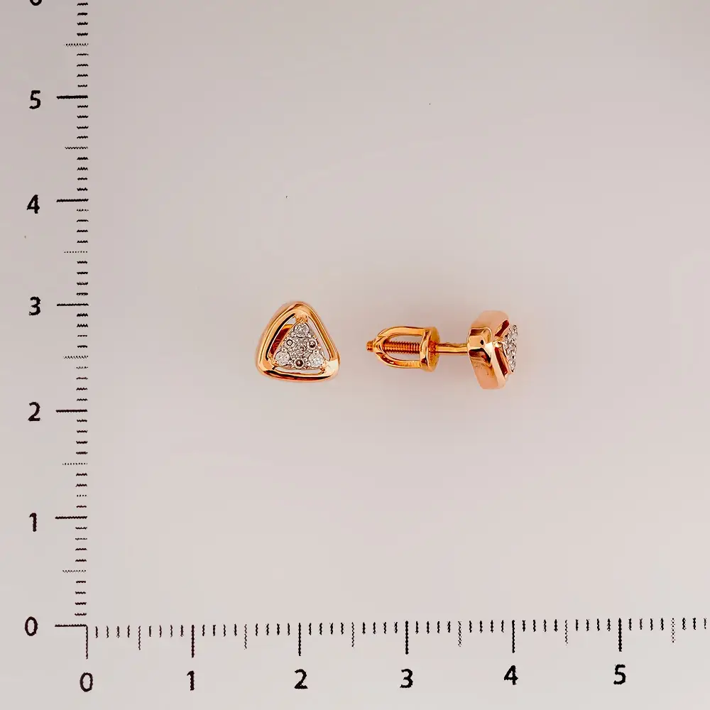 Серьги с бриллиантом из красного золота 375 пробы