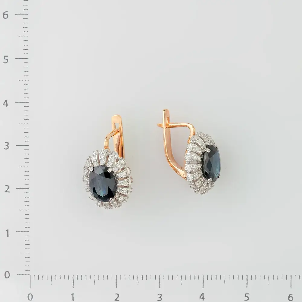Серьги с сапфиром из красного золота 585 пробы