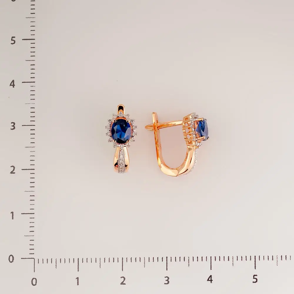 Серьги с ситаллом из красного золота 585 пробы