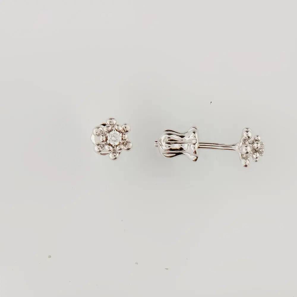 Серьги с бриллиантом из белого золота 585 пробы