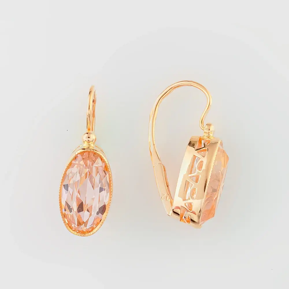 Серьги с корундом синтетическим из красного золота 583 пробы