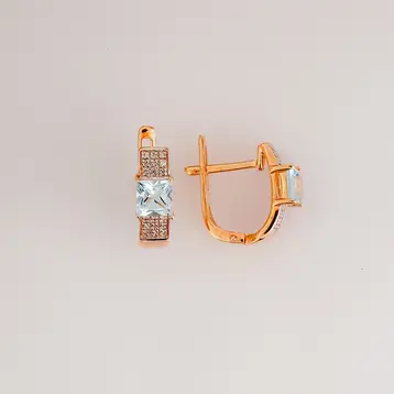 Серьги с топазом из красного золота 585 пробы