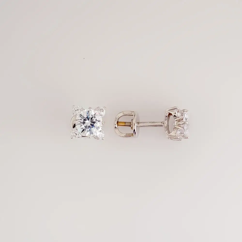 Серьги с фианитом из белого золота 585 пробы 1